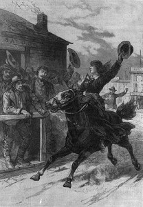 A woodcut of Belle Starr - headstuff.org